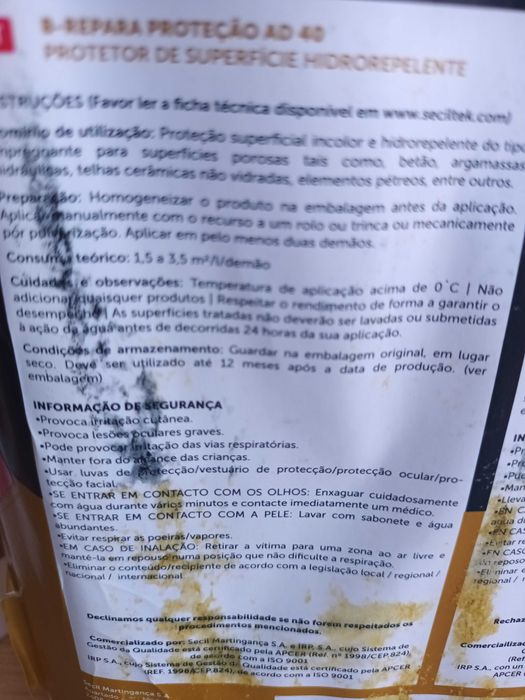 Hidrofugante 5 l Seciltek