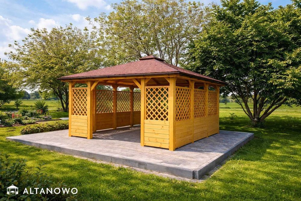 altana ogrodowa do ogrodu drewniana 3x3  - producent - transport