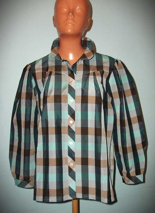 Elegancka bluzka w kratkę, vintage, lata 90. XX w.
