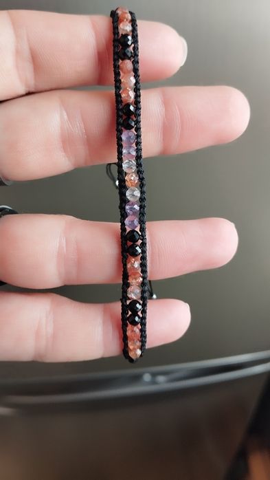 Bransoletka z kamieni naturalnych ametyst,turmalin, kamień słoneczny