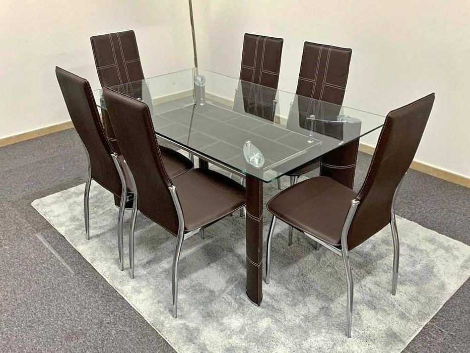 MESA DE LUXO ESCLUSIVA VIDRO TEMPERADO + 6 CADEIRAS ENVIO GRATIS A TODO O PAIS PAGA NA ENTREGA