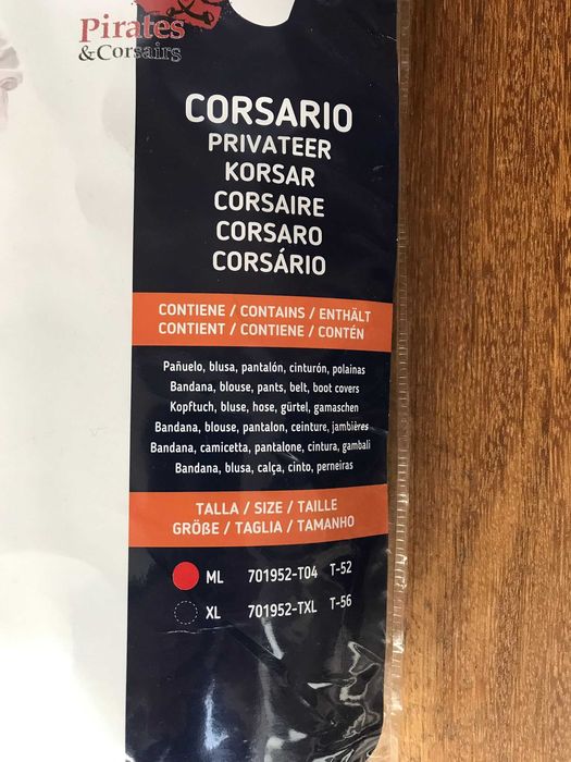 Fantasia de pirata - Homem/rapaz