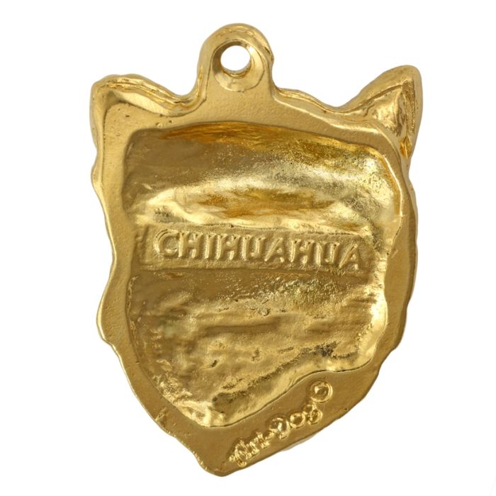 Chihuahua długowłosy brelok pozłacany Art-Dog