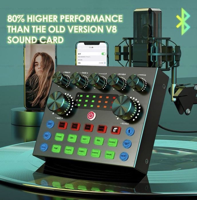 Зовнішня звукова карта V8S Live Sound Card / Аудіомікшер для стріму