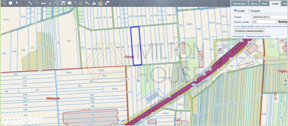 Działka inwestycyjna Karpin przy trasie S8