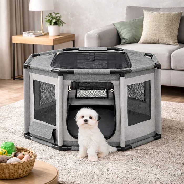 Parque Octogonal para Cães e Gatos em Tecido 72 x 72 x 43 cm