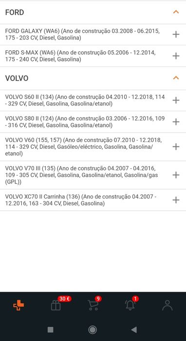 Discos e pastilhas Ford s max , Galaxy ou Volvo s60,s80,v70,xc70