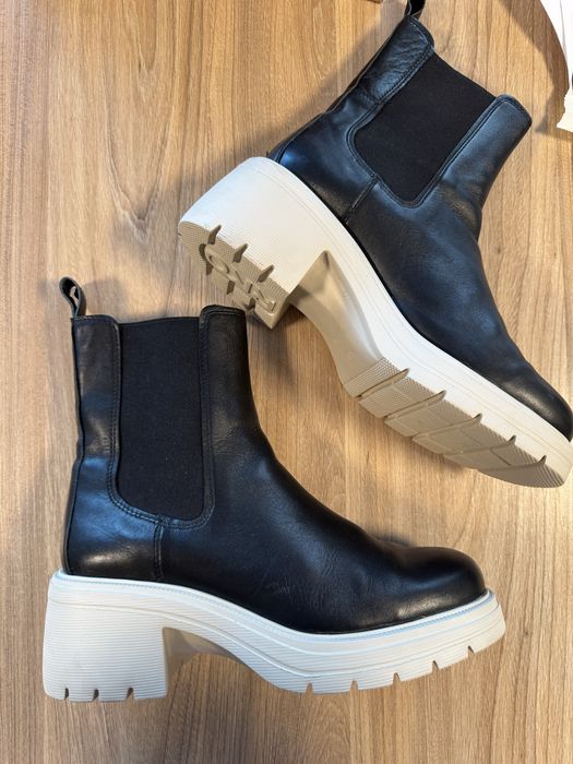 Buty botki Ryłko skórzane na platformie na obcasie RKO