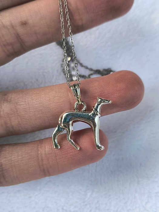 Naszyjnik piesek chart greyhound wisiorek srebrny metal sighthound