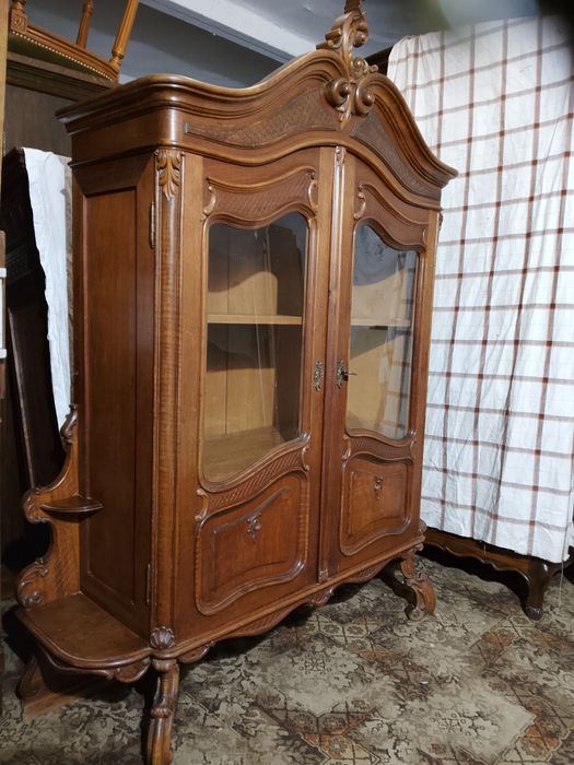 Piękna stara witryna roccaile antyk dębowa