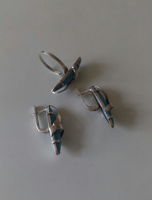 Серебро. Набор с золотыми пластинами.