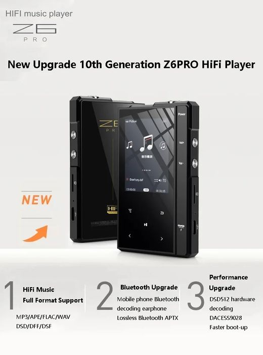 Hi-Fi плеер Z6 PRO Bluetooth DSD512 DSF DIFF PCM ESS аудиотерапия