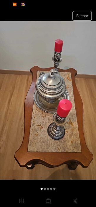 Terrina travessa e 2 castiçais