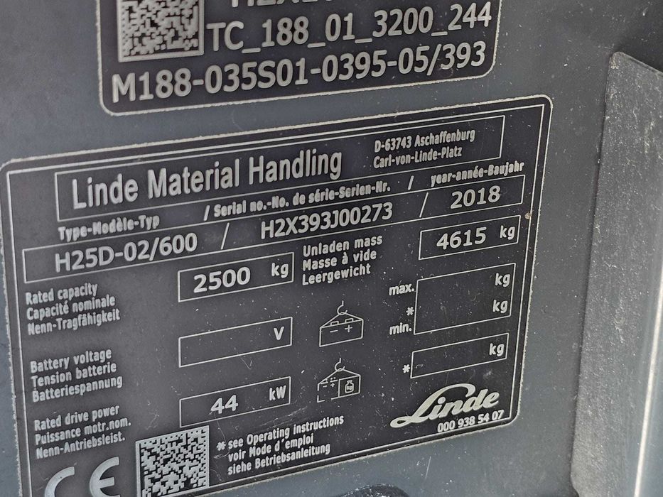 Wózek widłowy Linde H25D-02/600 DIESEL 2018r.