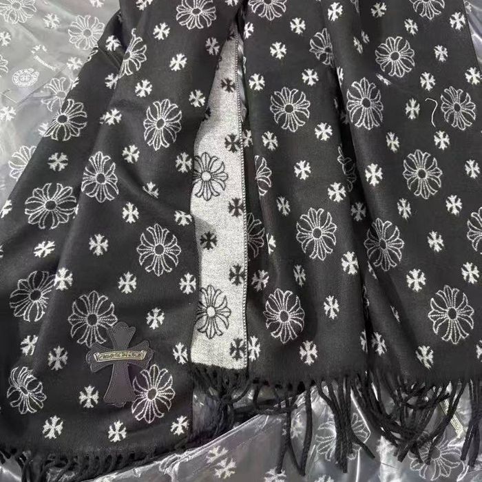 Шарф Chrome Hearts серый черный двостороній  Хром Хартс двухсторонний