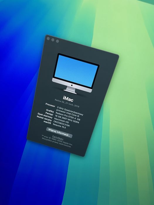 Komputer stacjonarny iMac Ratina 5k 2019 27-inch
