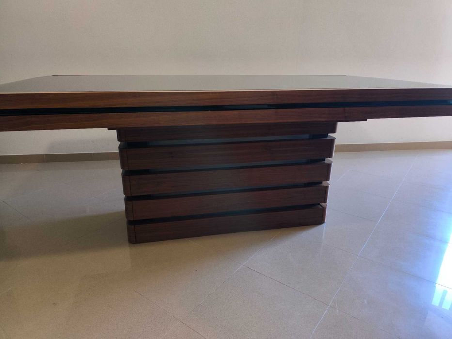 Mesa de Jantar extensível em madeira maciça e vidro