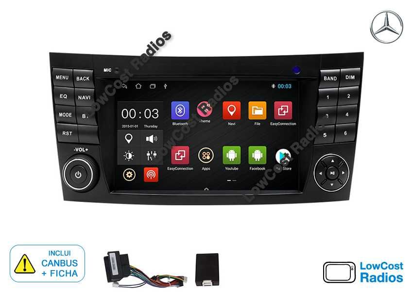 Auto Rádio GPS Mercedes Class E W209 W219 w211 - Android 15 USB, Wifi