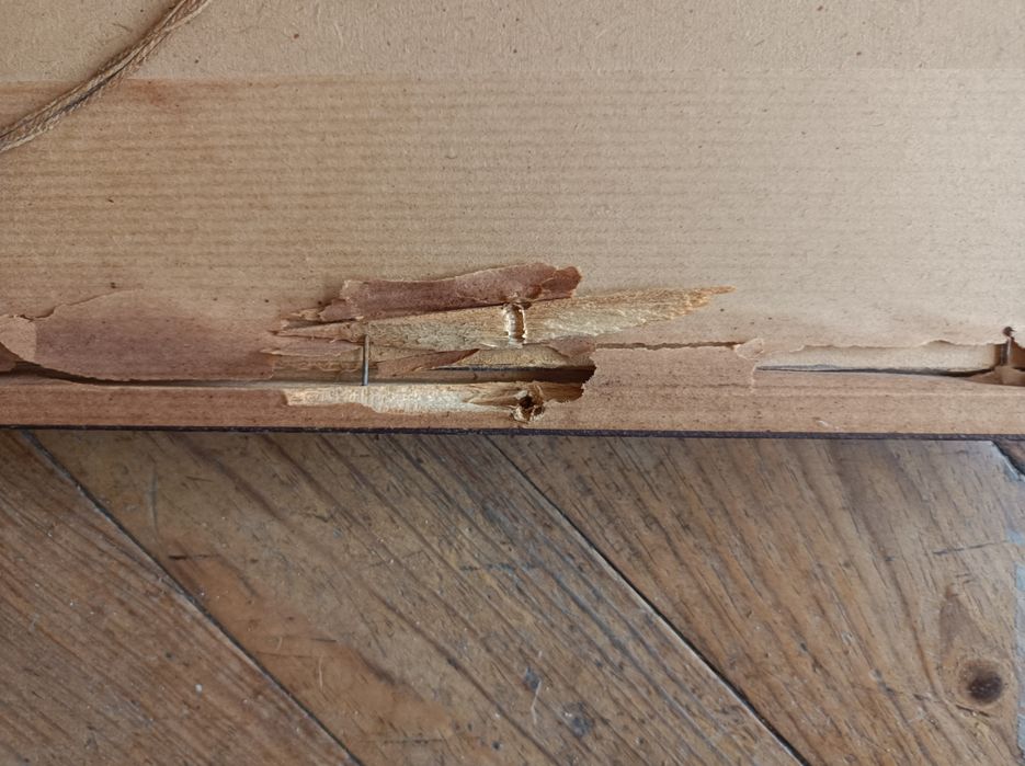 Moldura e vidro com reprodução de "Naus subindo o Tejo", Aguarela de R