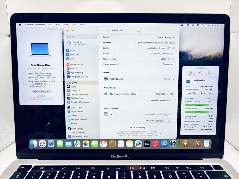 MacBook Pro Air 13” 15” M1 i7 16/512GB Retina Raty! Sequoia! Gwarancja