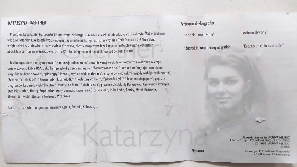 Katarzyna Gaertner Platynowa Kolekcja Złote Przeboje kaseta