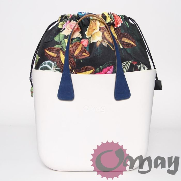 Czarny organizer Komin do OBAG MINI worek kwiaty 2 kieszenie OMAY