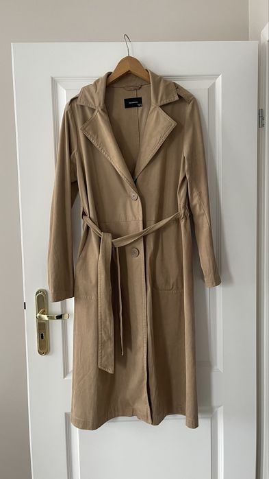Długi, beżowy płaszcz / trencz Reserved 36 S