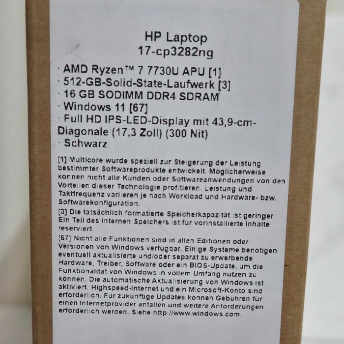 Ноутбук HP 17 17" - Ryzen 7 7730U - 16/512GB
