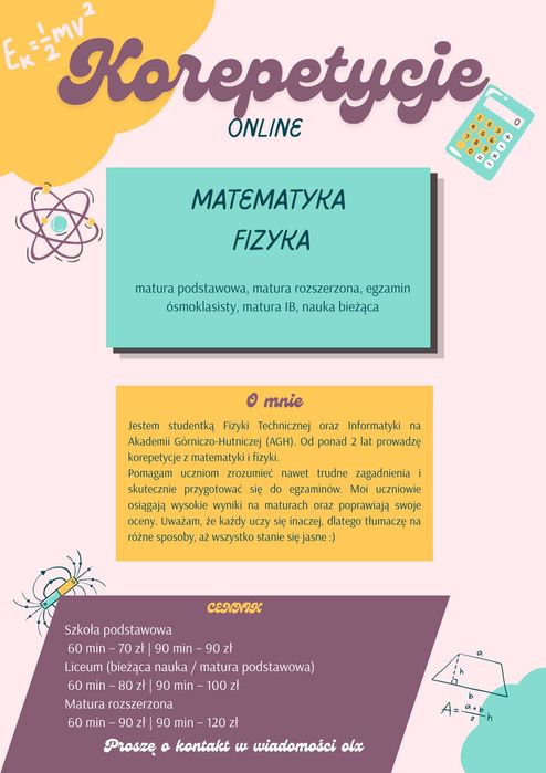 Korepetycje online matematyka i fizyka