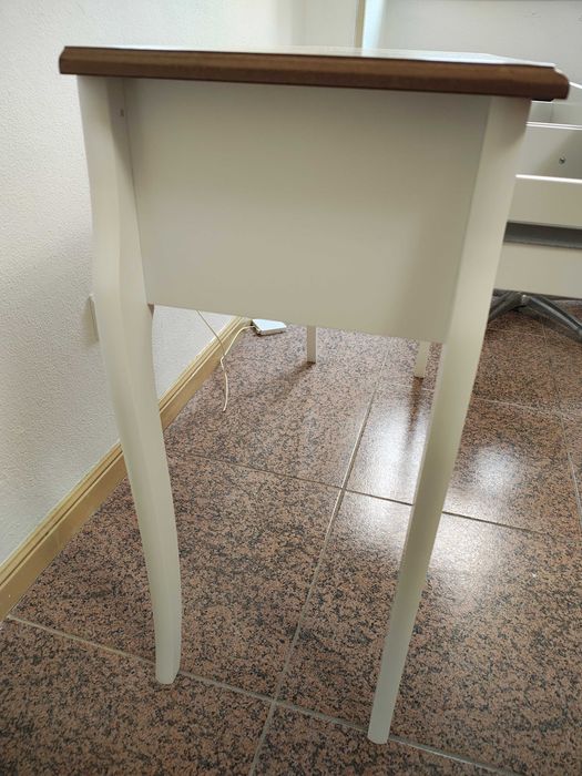 Consola de Entrada com 2 Gavetas Estilo Francês 100x35x76,5 cm Branco e Marrom Escuro