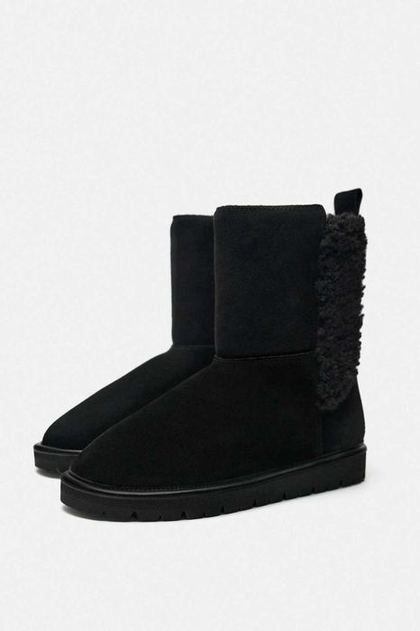 ZARA Luksusowe BOTKI skórzane kozaczki ocieplane skóra 36