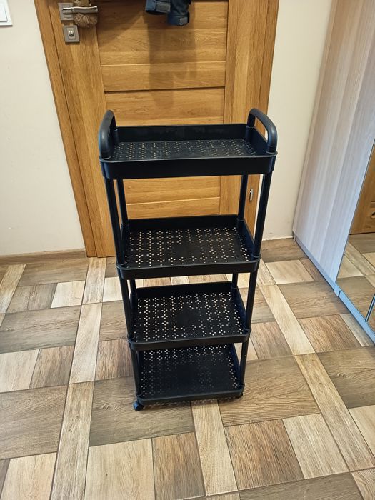 Nowa czarna półka łazienkowa organizer na kółkach 4 poziomy