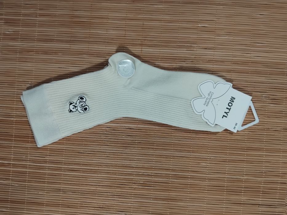 5 Par Stylowe Skarpety Damskie Bawełniane z Haftowanym  Misiem  39-42