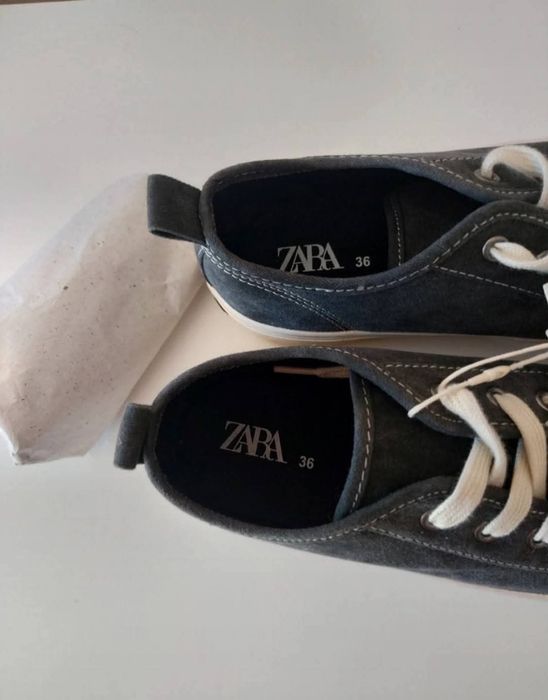Sapatilhas tecido | cinzento efeito desgastado | Zara | Tamanho 36