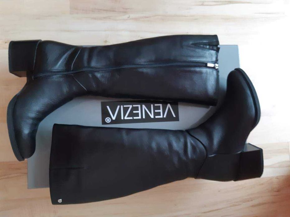 Kozaki czarne skórzane Venezia