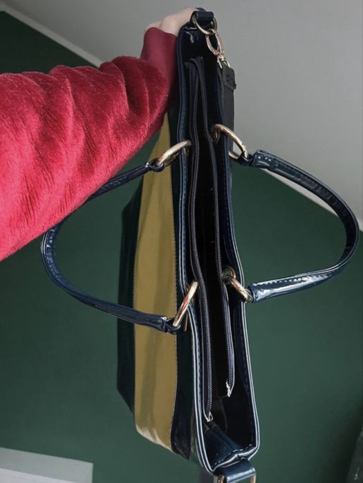 Torebka torba duża długa podręczna żółty niebieski elegancka Abacus