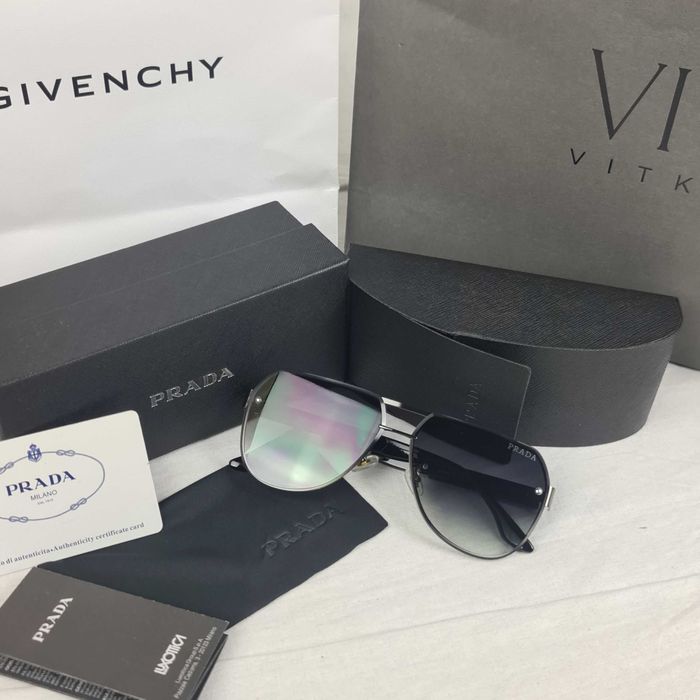 Okulary przeciwsłoneczne Zestaw Prada Srebrne pudełko nowość lato