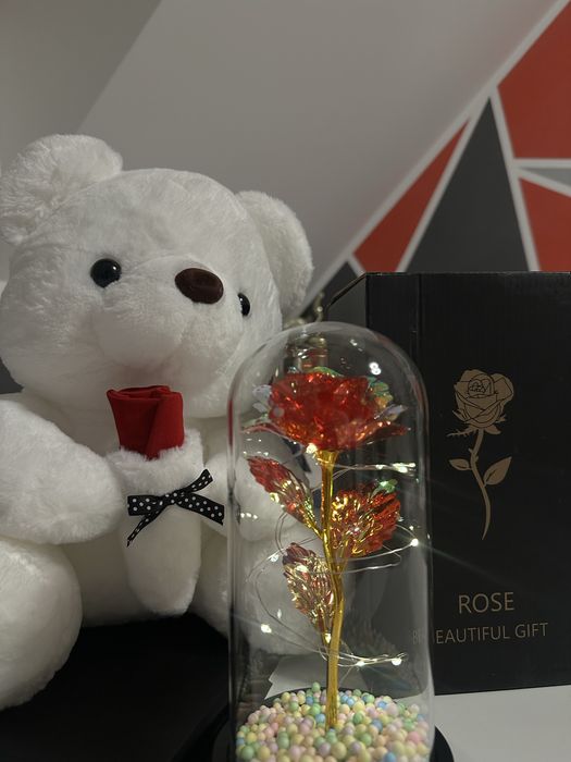 Zestaw Pluszowy Mis + Wieczna Roza