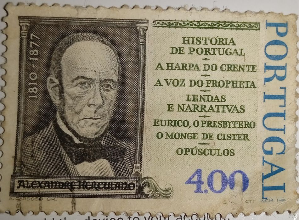 Selo Portugal. 4 escudos. Alexandre Herculano