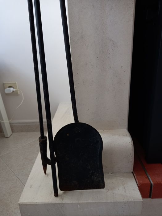 Conjunto 3 utensílios para Lareira em ferro macico