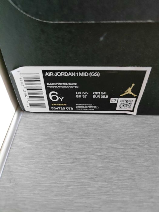 Buty nike air jordan 1 mid black fire red 38.5