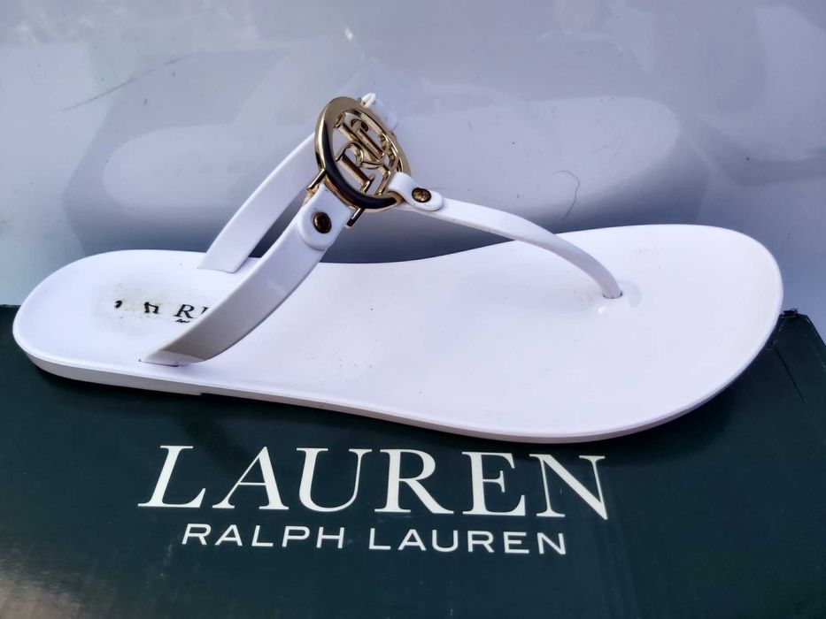 Ekskluzywne sandały japonki RALPH LAUREN białe 40.5