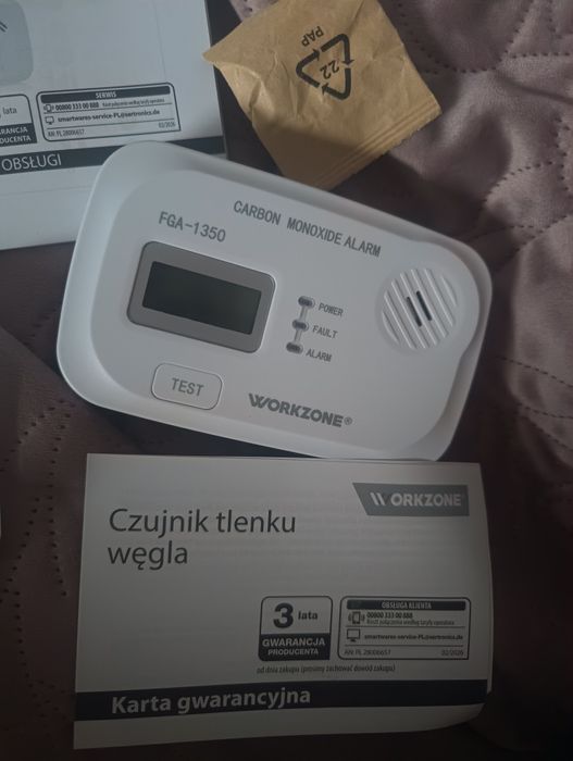 Nowy czujnik tlenku węgla. Gwarancja.