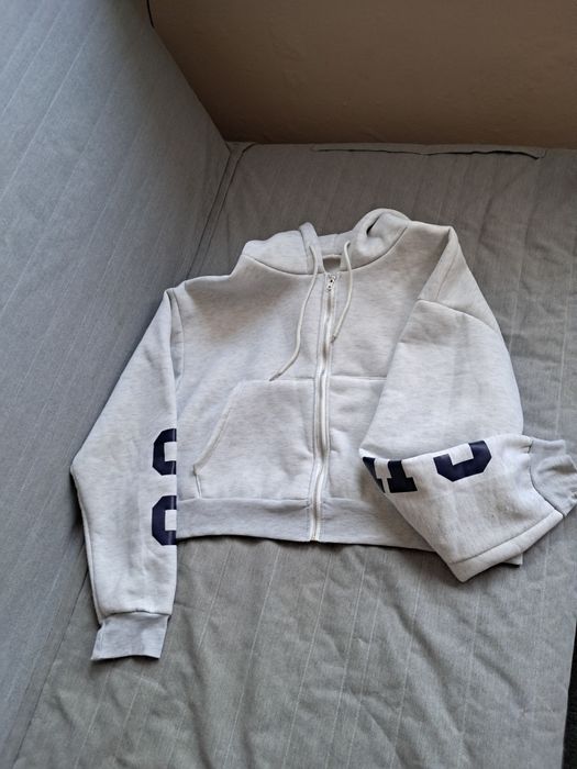 Bluza sportowa krótka suwak szara L/XL