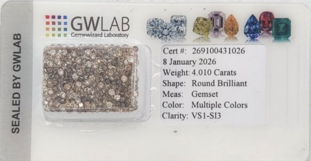 Lote de 236 Diamantes Naturais *Certificados* – 4,01 Quilates
