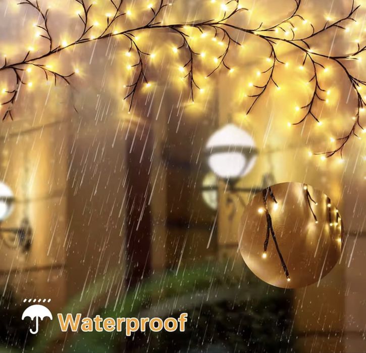 Гірлянда гілка для декору новорічна вулична світлодіодна гілка верба