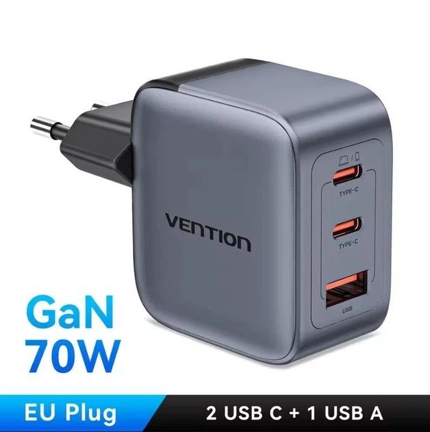 Зарядное устройство Vention 70W GaN USB-C/USB-A