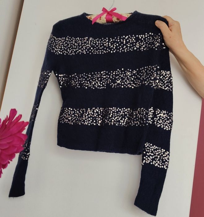 Tommy Hilfiger & Gigi Hadid Sweter wełna moher cekiny XS / S markowy premium