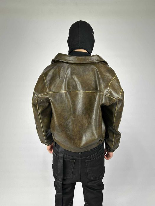 Бомбер коричневий куртка курточка opium archive jacket шкіряна