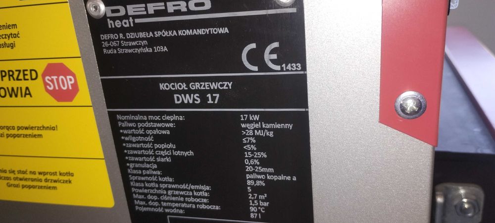 Piec Defro DWS 17kW